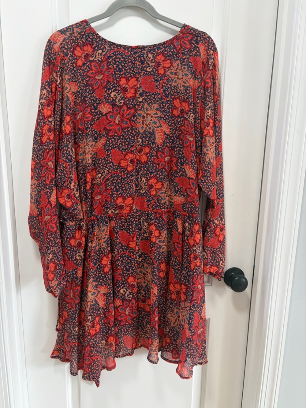 Free People Teegan Mini Dress NWT size Medium‎ in Peach Combo Floral Faux Wrap - Picture 14 of 14
